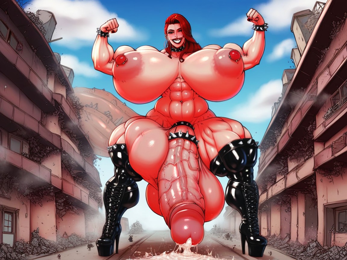 Massive Monster Cock, Gigantic Testicles, Horny Shemale AI Porn