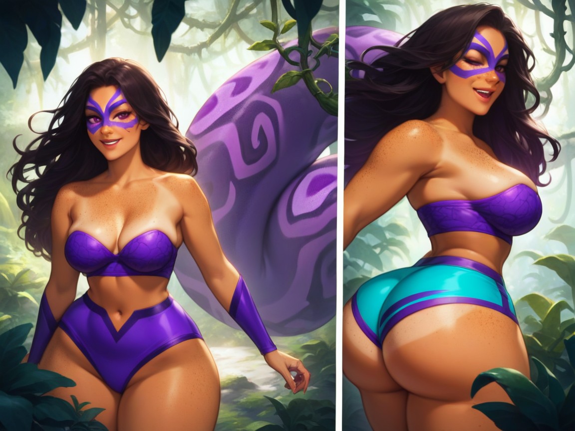 Purple Flowers In Hair, Superhero, Extremely Large Ass Hentai AI Porn