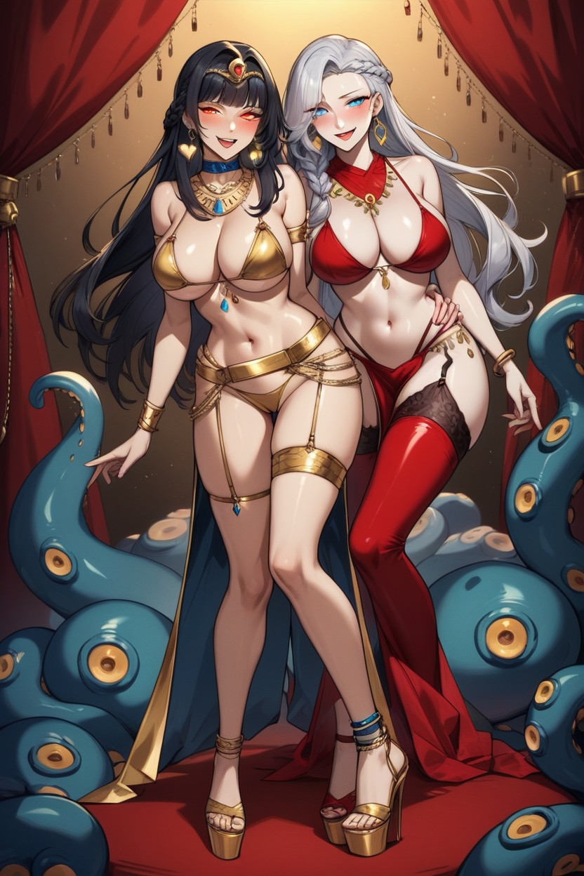 Busty Medium Butt, Not Naked, Golden Chains Belt With Gems Hentai AI Porn