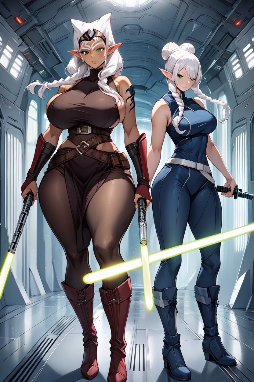Massive Breast, Lightsaber On, Skinny Hentai AI Porn