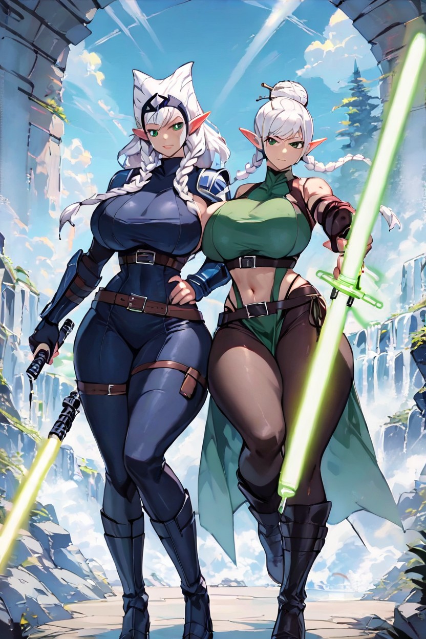 Hair With Four Colors, Holding Lightsaber, Elf User Cosplay Ahsoka Tano Hentai AI Porn