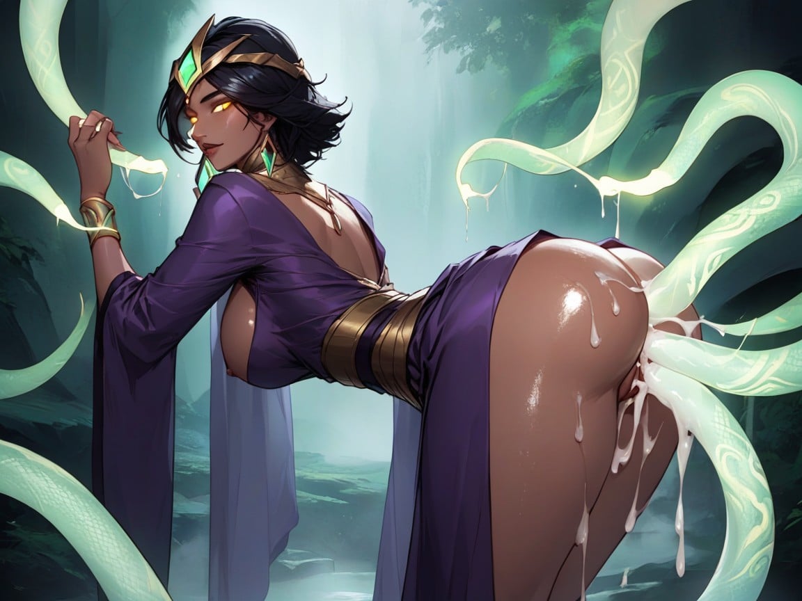 Oiled Skin, Long Flowing Robe, Straight AI Porn