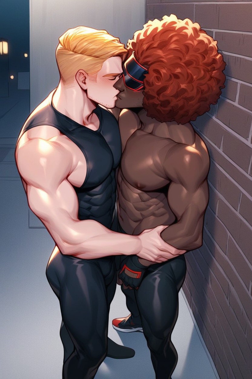 White Man, Red And Black, Visor Glasses 게이 AI 포르노