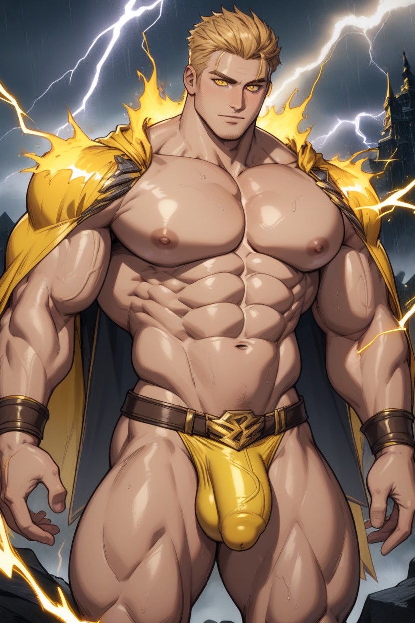 열린 옷, 딱 맞는 체형, 티팬티 게이 AI 포르노