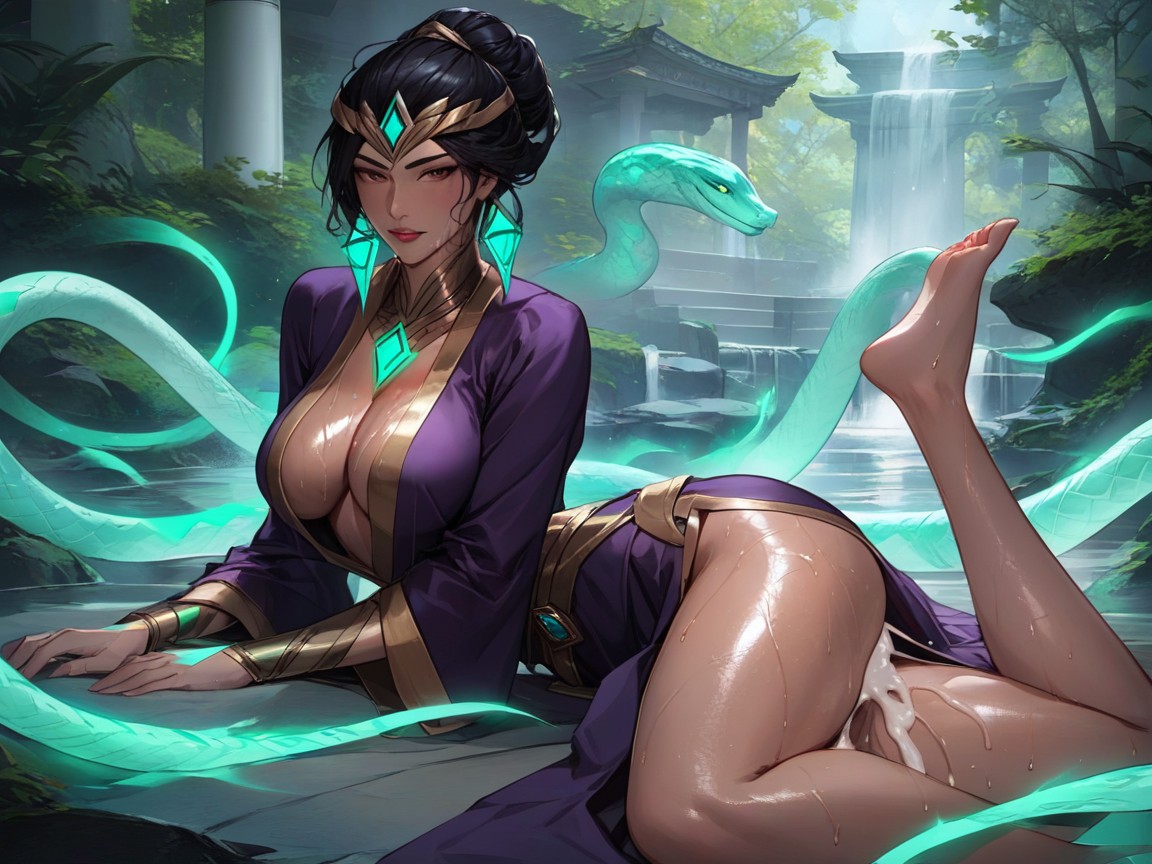 Open Clothes, Energy Serpents Slithering, Wet Clothes AI Porn