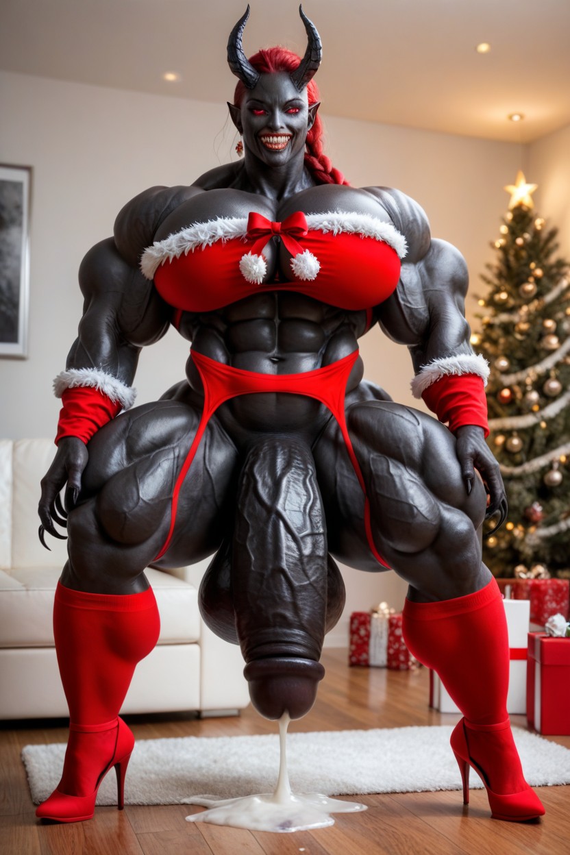 Muscular, Giantess, Christmas Clothes Shemale AI Porn