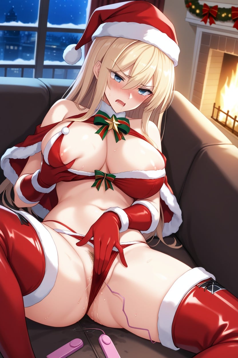 Christmas Night, Indoors, Red Gloves Hentai AI Porn