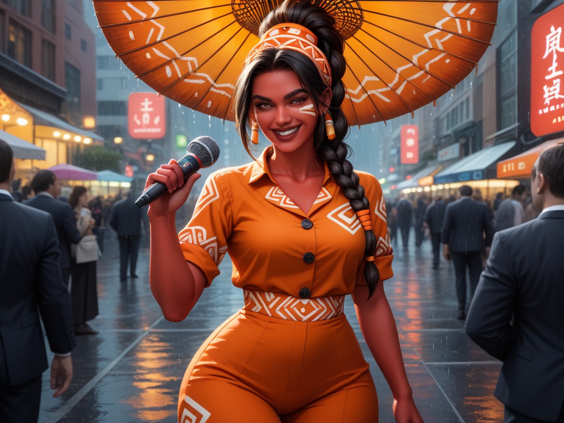 Close Set Breasts, One Hand Holding An Umbrella, Tribal Wear Hentai AI Porn