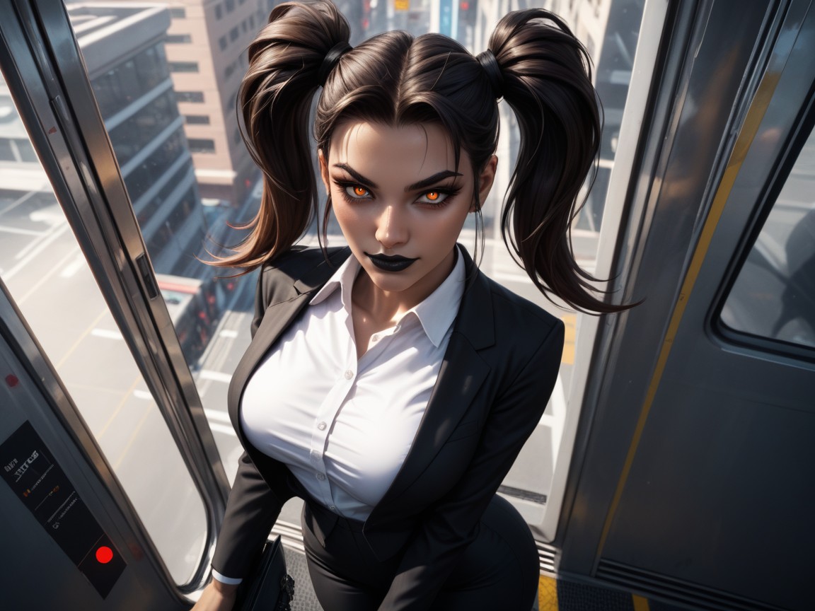 Touching Face, Recording, Wearing A Leopard Print Business Suit Hentai AI Porn