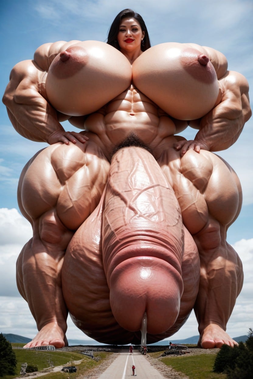 Hyper Gigantic Massive Penis, Macro, Full Body Shemale AI Porn