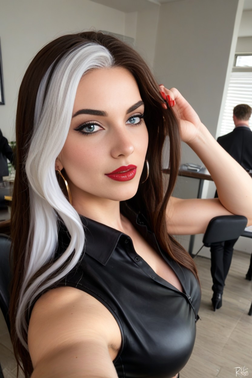 Extremely Glossy Lips, High Heels, Stockings AI Porn