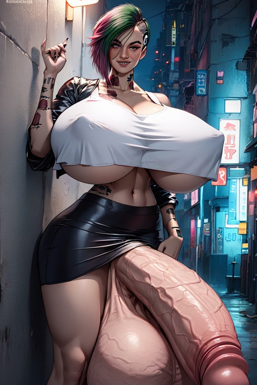 Hyper Thick Cock, Model, Looking At Viewer Shemale AI Porn