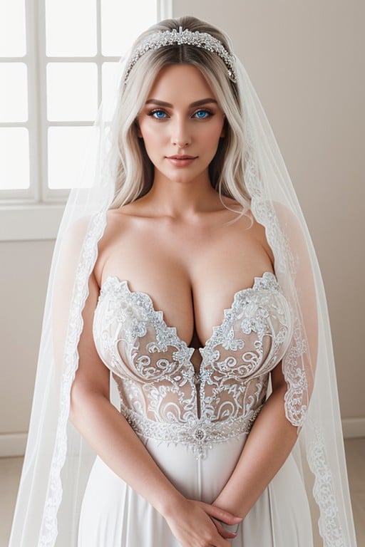 As Bride, Blue Eyes, Feminine AI Porn