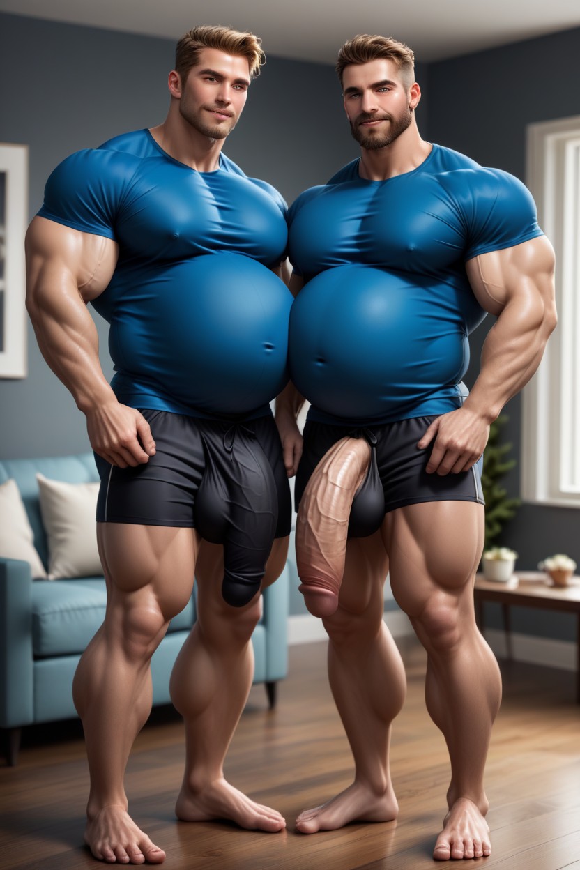 Big Thick Arms, Big Round Pregnant Belly, Standing AI Gay Porn