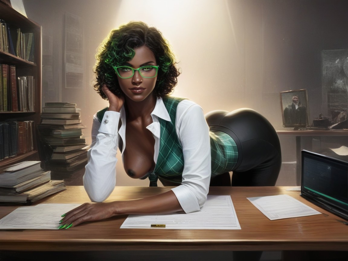 Squared Chest Width, Study Room, Squared Breast Width AI Porn