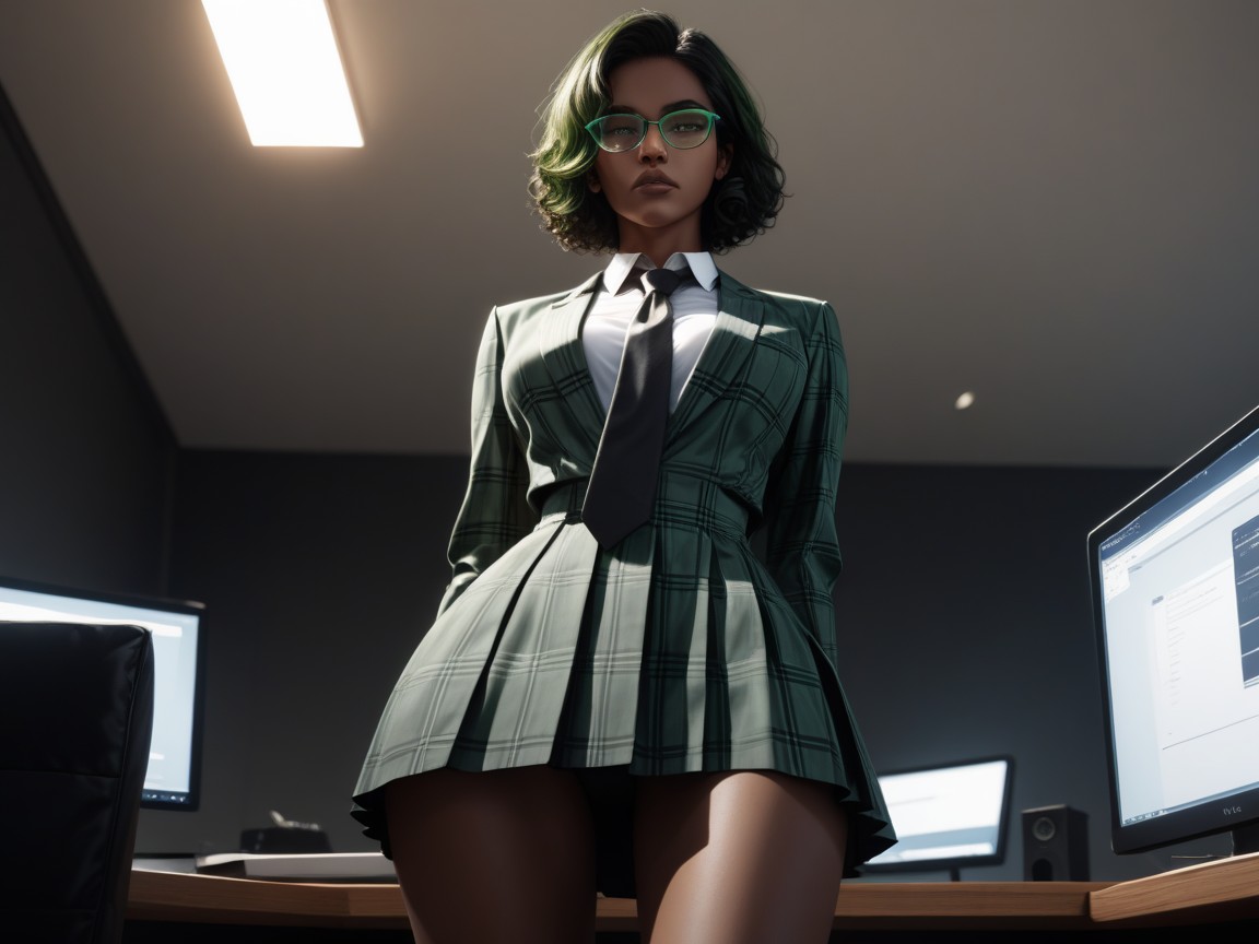One Woman, Bottom Up, Green Hair Ribbon Hentai AI Porn