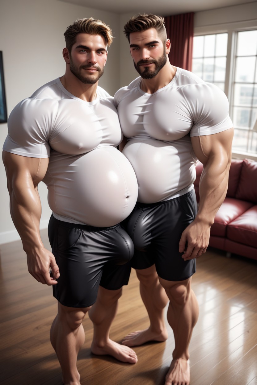 Happy, Belly, Big Round Pregnant Belly AI Gay Porn