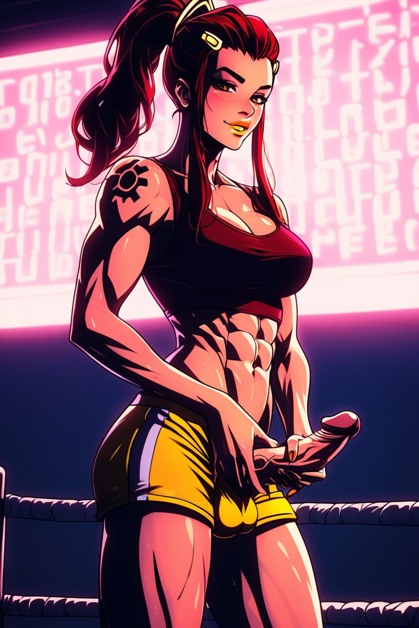 Lifted Tops, Detailed Face, Ponytail AI Porn