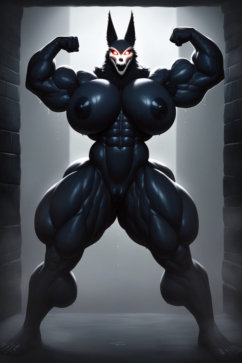 Naked, Defined Abs, Fit Furry AI Porn