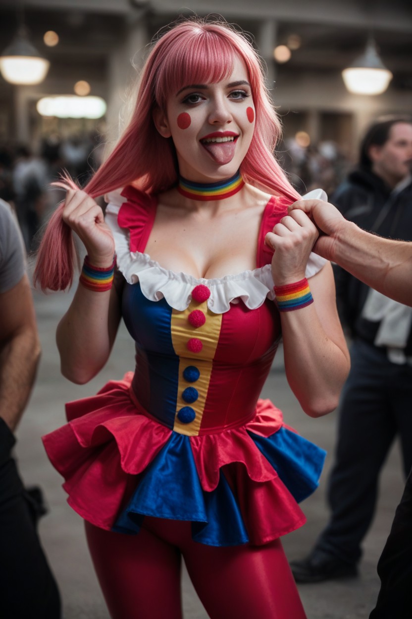 Pink Hair, Tongue Out, Clown Furry AI Porn