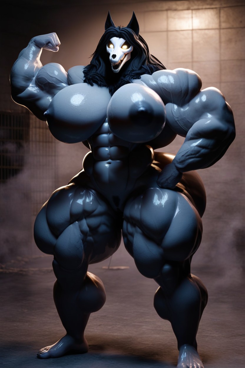 Sweaty, Stubble Sweaty Fe Breasts Breasts Expansion Unrealisticaly Gigantic Tit Red Eyesd, Defined Abs Furry AI Porn