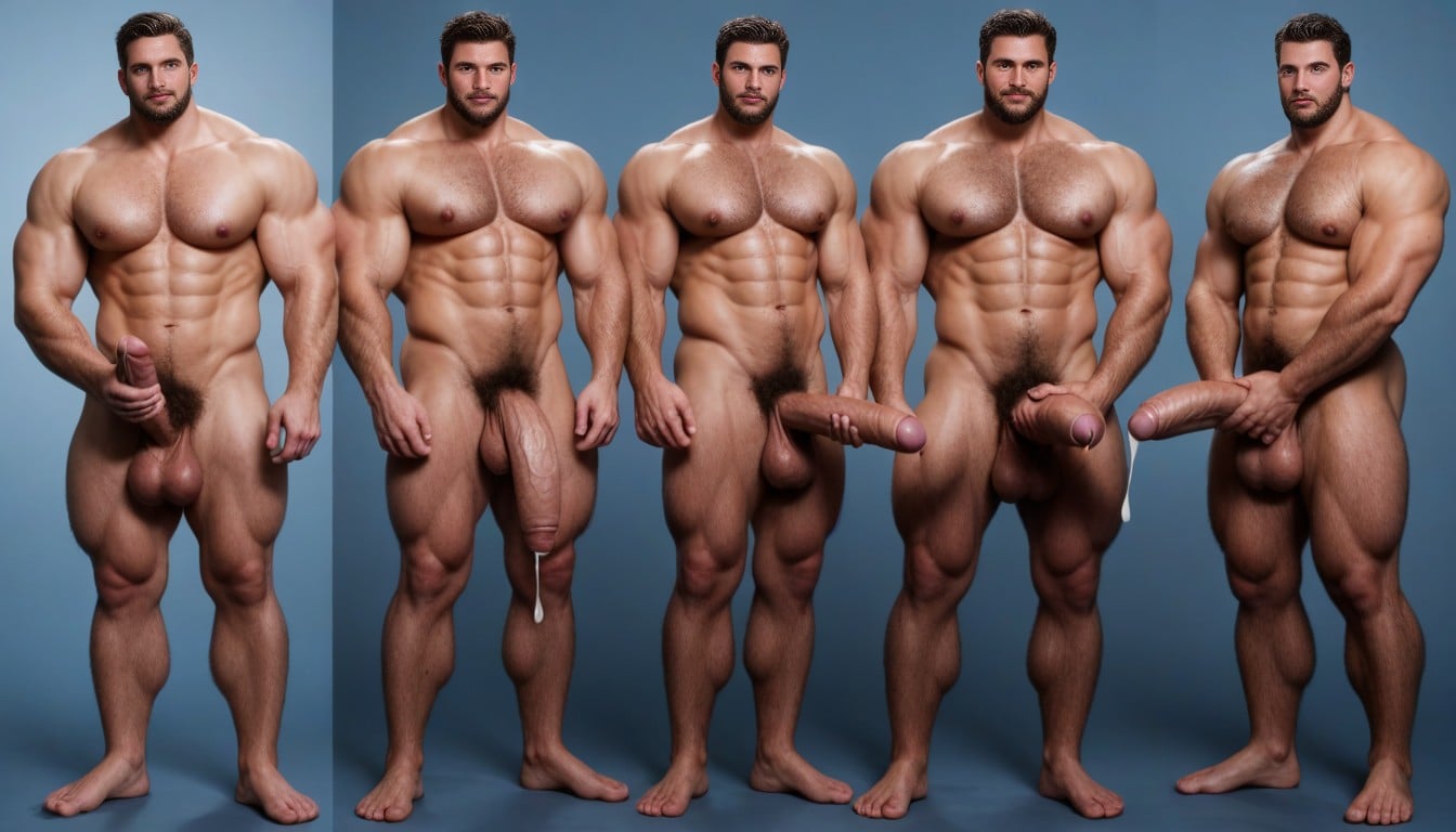 Full Body, Covered In Body Hair From Beard To Toes, Huge Chin AI Gay Porn