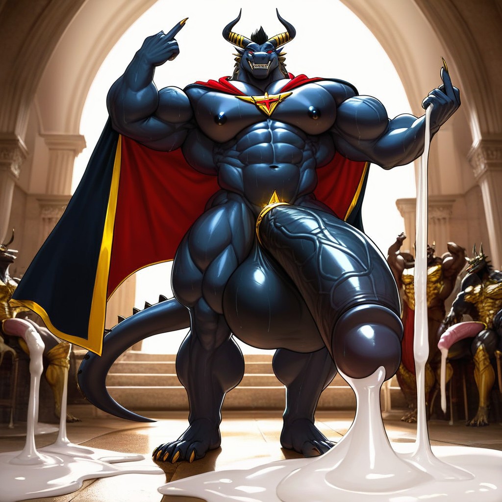 Black Scales, Cock, Hyper Girth Furry AI Porn