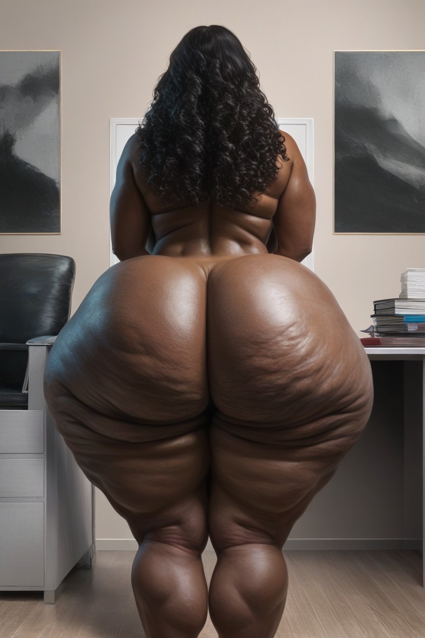 Gigantic Fake Booty Like, Black Lipstick, Hyper Wide Hips AI Porn
