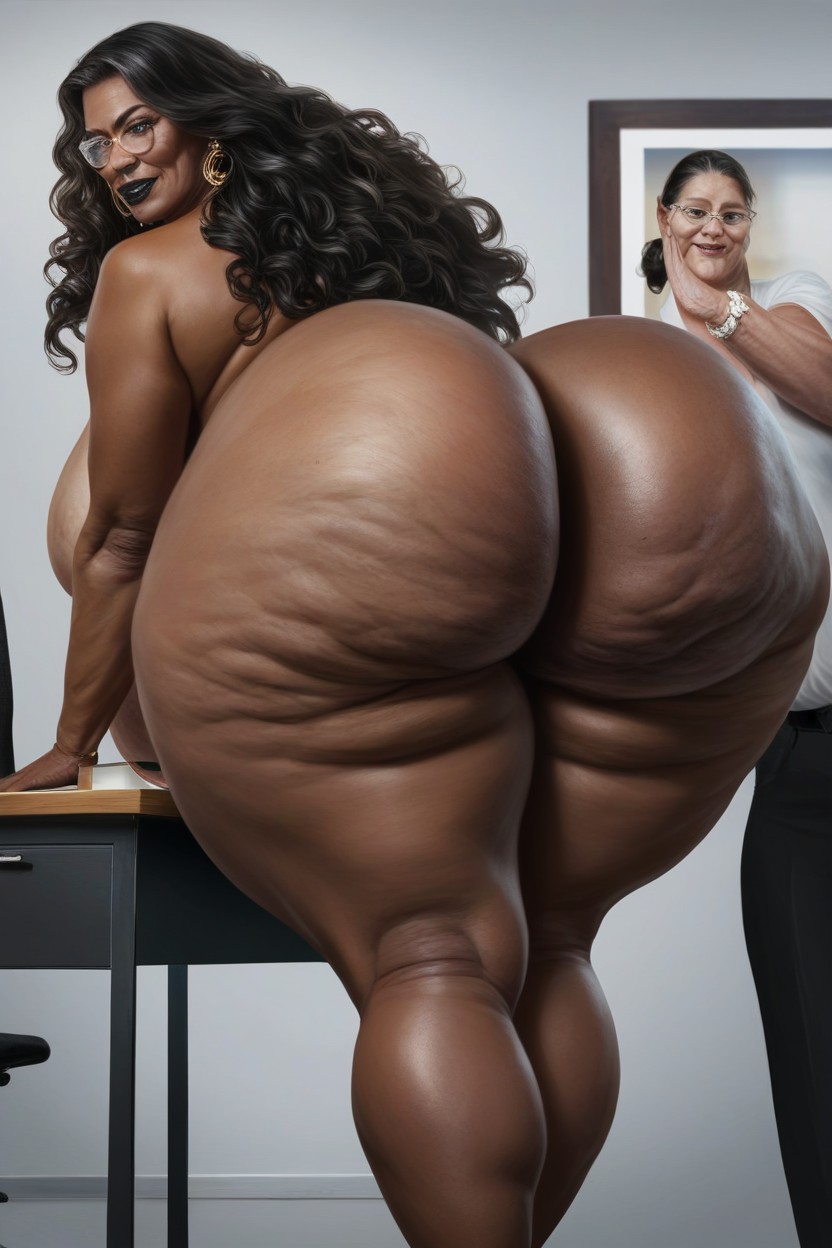 Black Hair, Gigantic Fake Booty Like, Naked AI Porn
