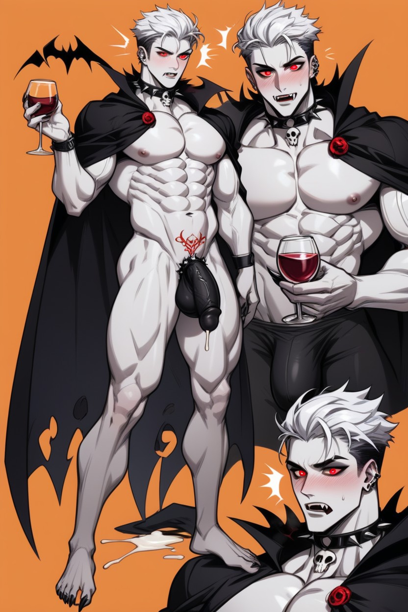 Full Body, White Hair, White Hair AI Gay Porn