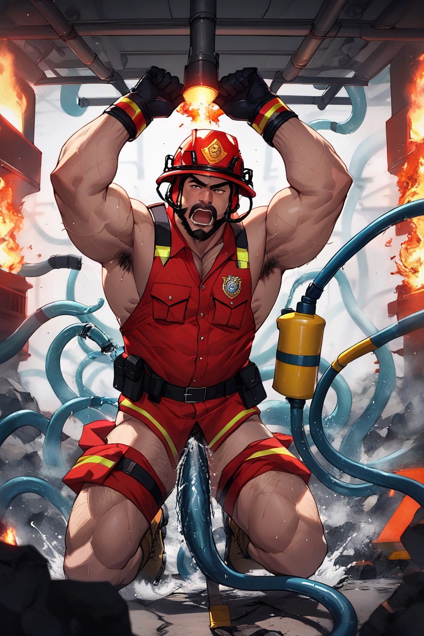 Fire Hose, Tall, Arson AI Gay Porn