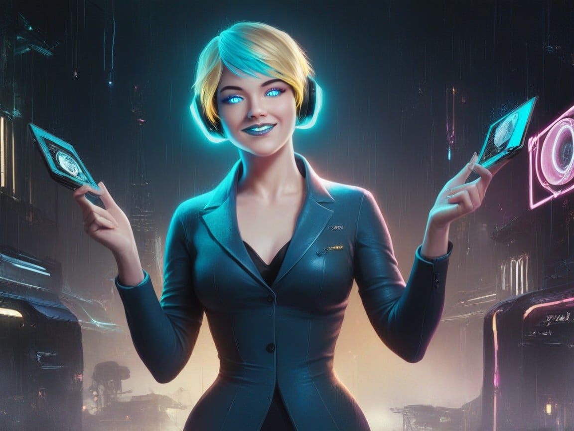 Sci-fi, Blue Lipstick, Rounded Breast AI Porn