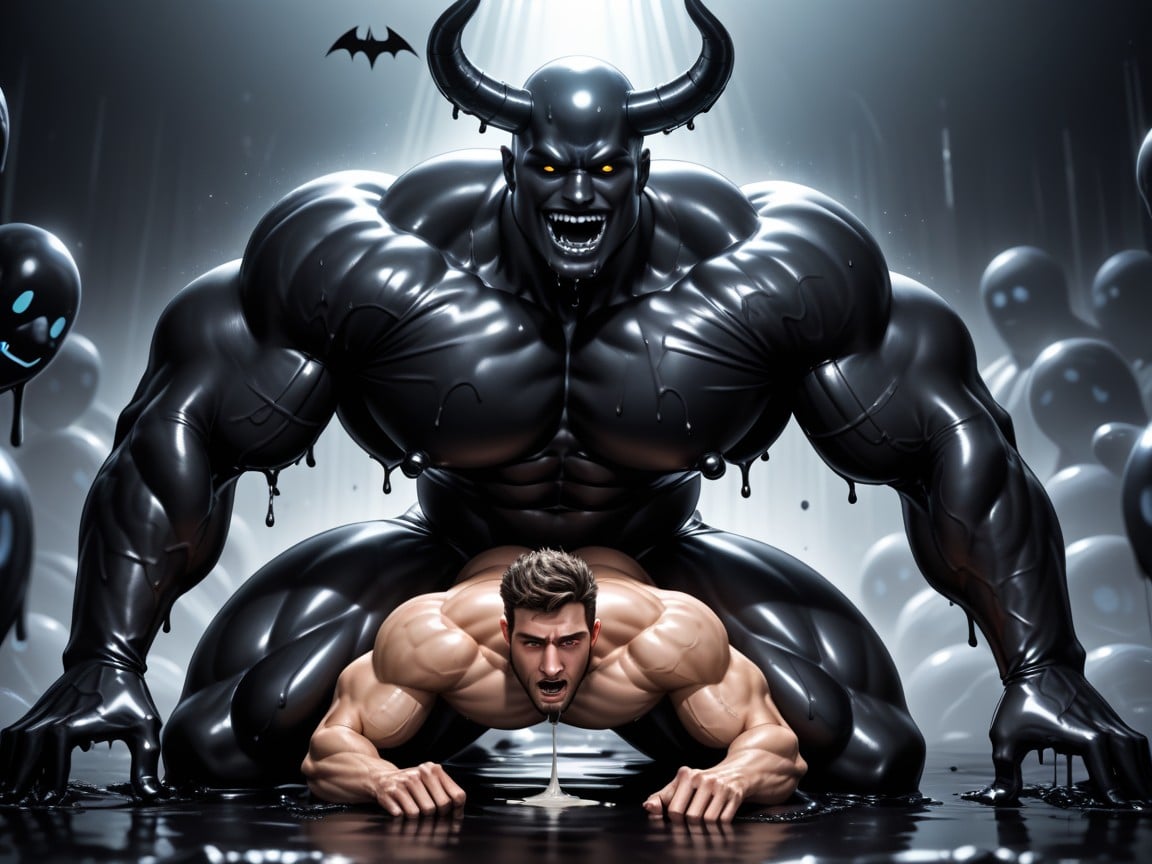 Muscular, Spread, Black Rubber Creatures AI Gay Porn