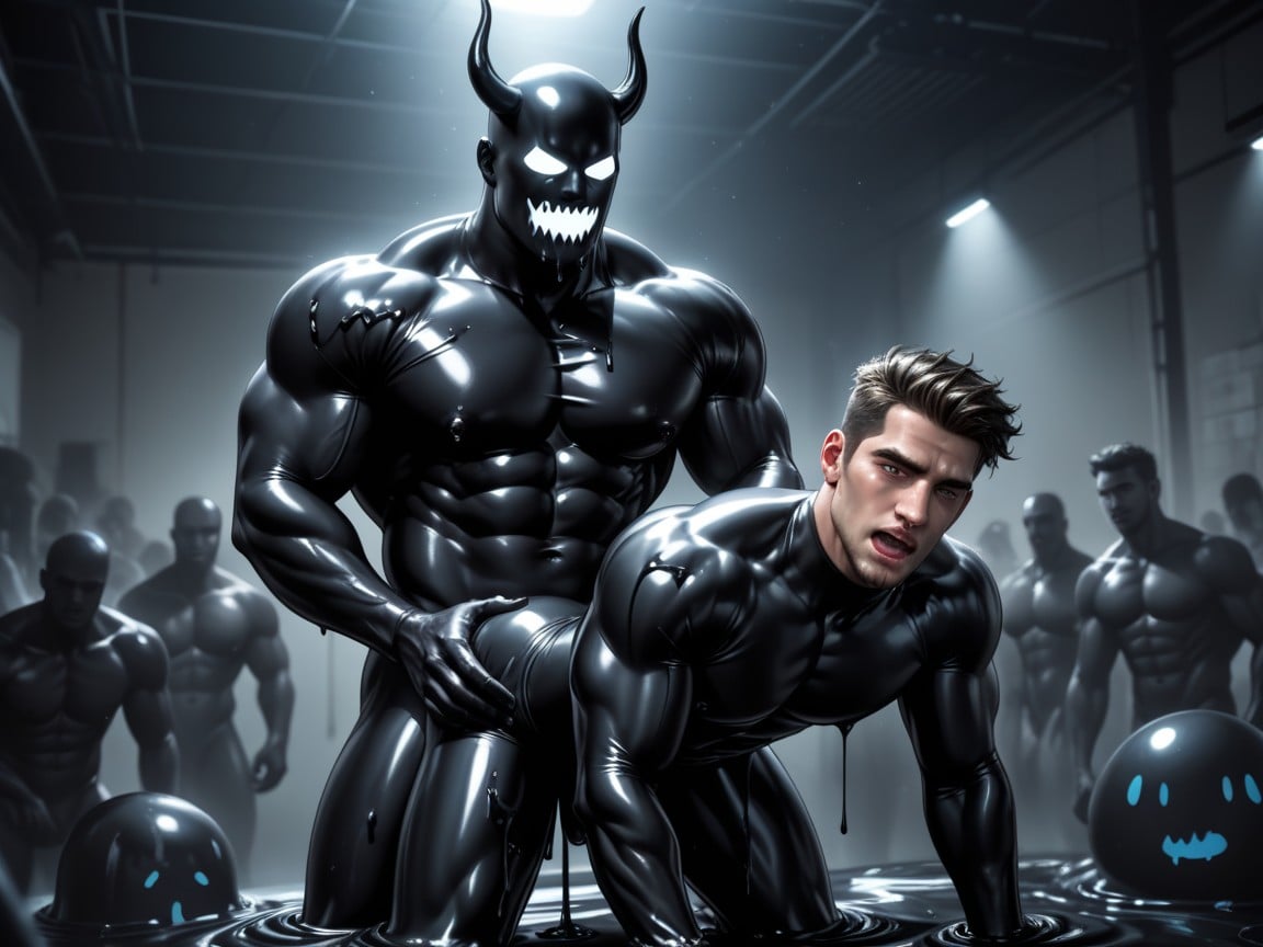 Dripping Black Slime, Muscular, Doggy-style Anal Sex AI Gay Porn
