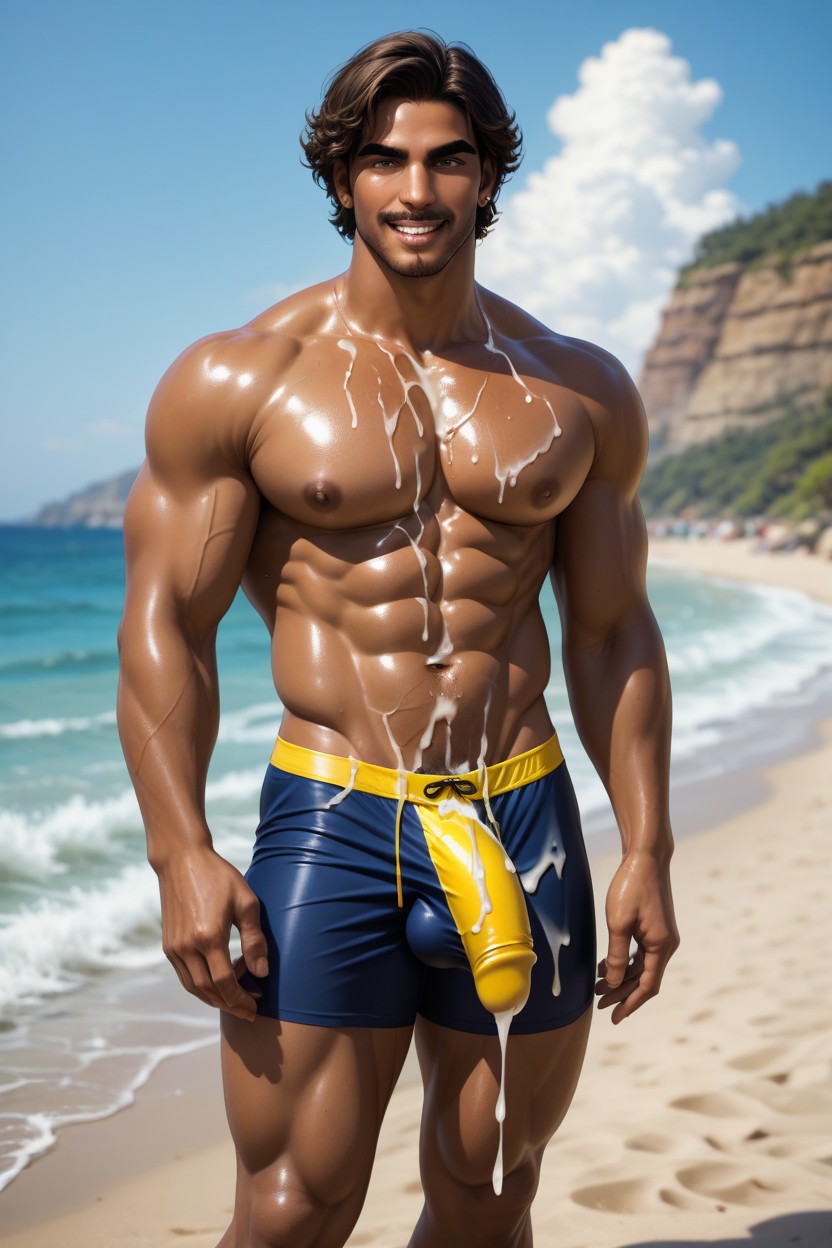 Hunk, Tannend Skin, Beach Of Copacabana AI Gay Porn