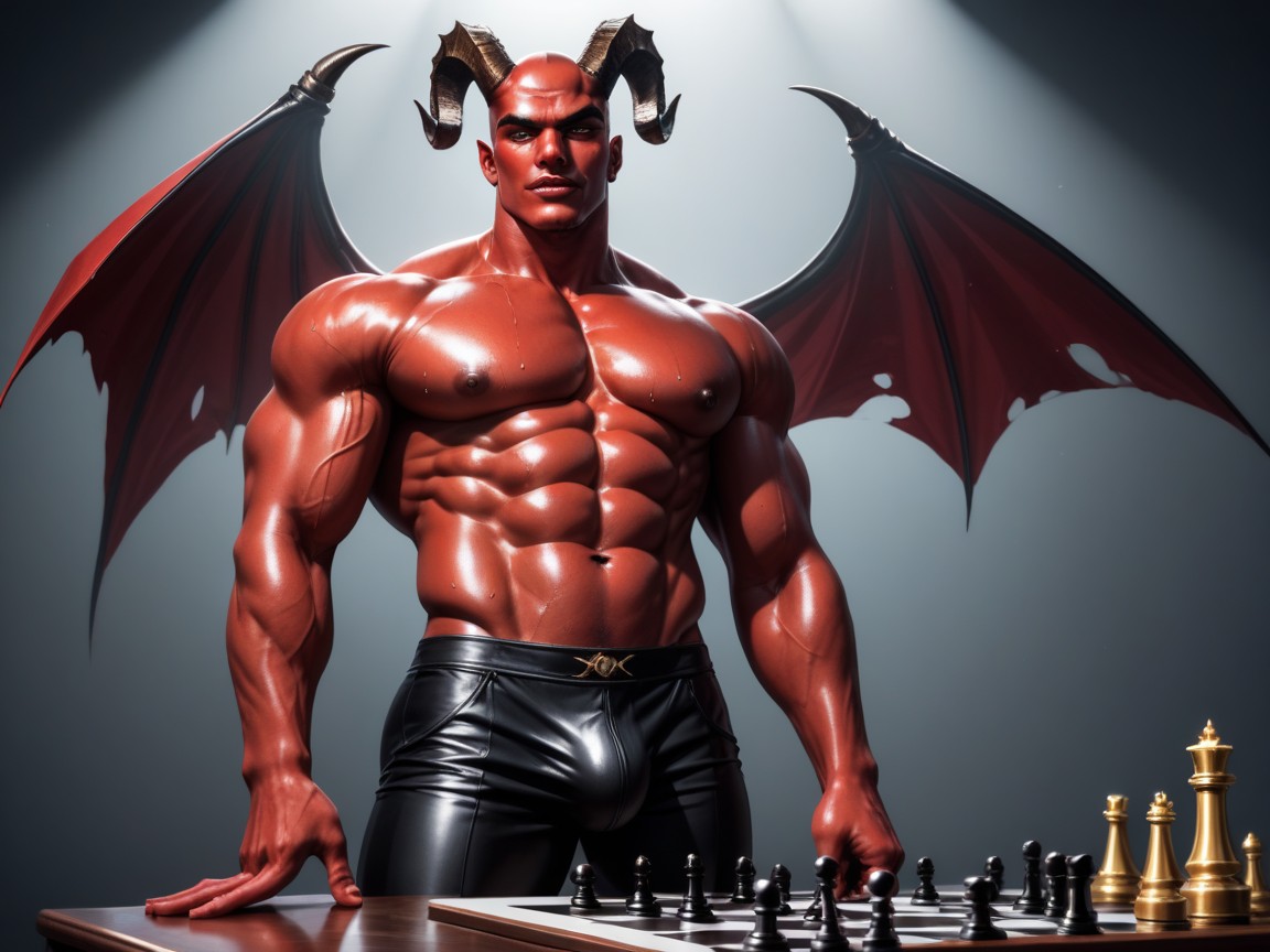 Award Winning Photo, Amusement Park, Dark Red Skin AI Gay Porn