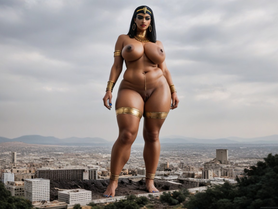 Thigh Straps, Pharaoh Headband, She Is Meters Tall AI Porn