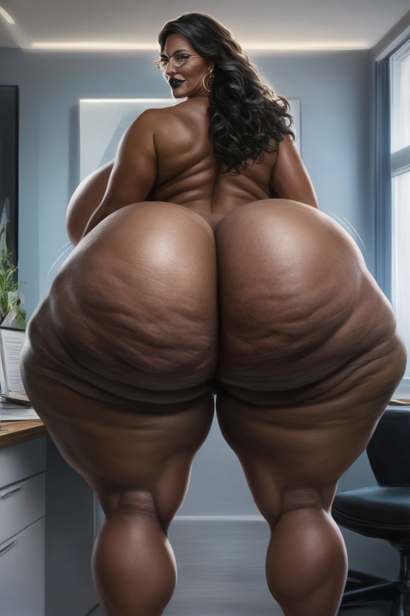 Super Thick Thighs, Fat Hips, Black Hair AI Porn