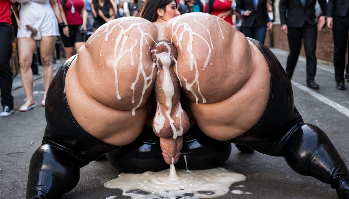 Cum In Hair, Many People Around, Hyper Cum Shemale AI Porn