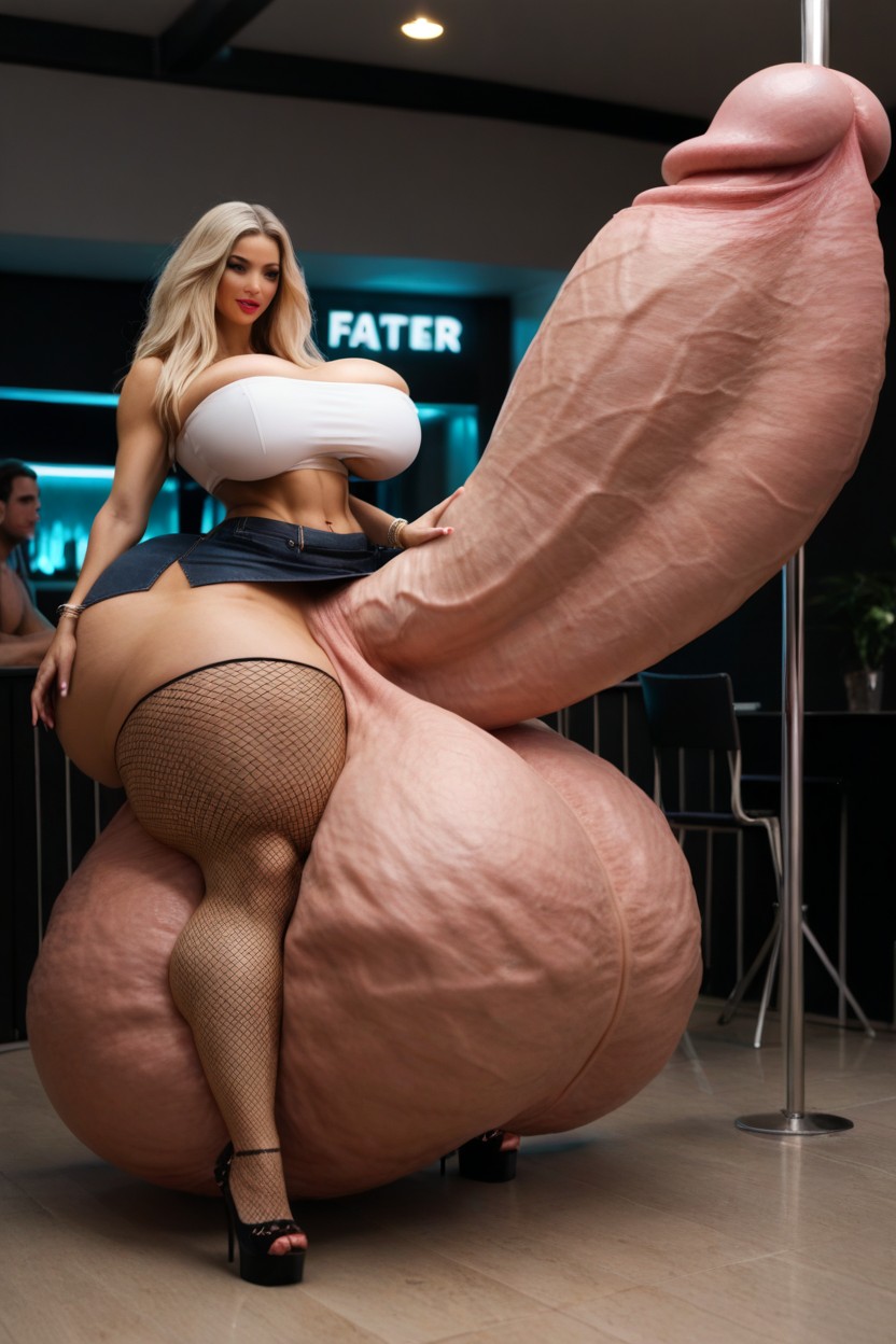 Strip Club, Giant Penis Tip, Latina Shemale AI Porn