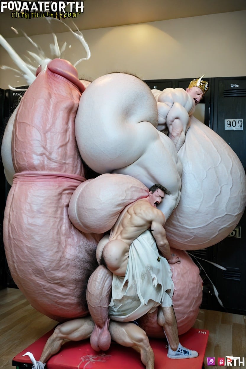 Pale Skin, Gigantic Penis, Shocked AI Gay Porn