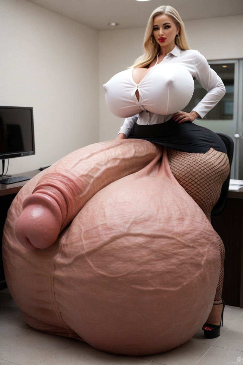 Office Shirt, Giant Lips, Thick Thighs Shemale AI Porn