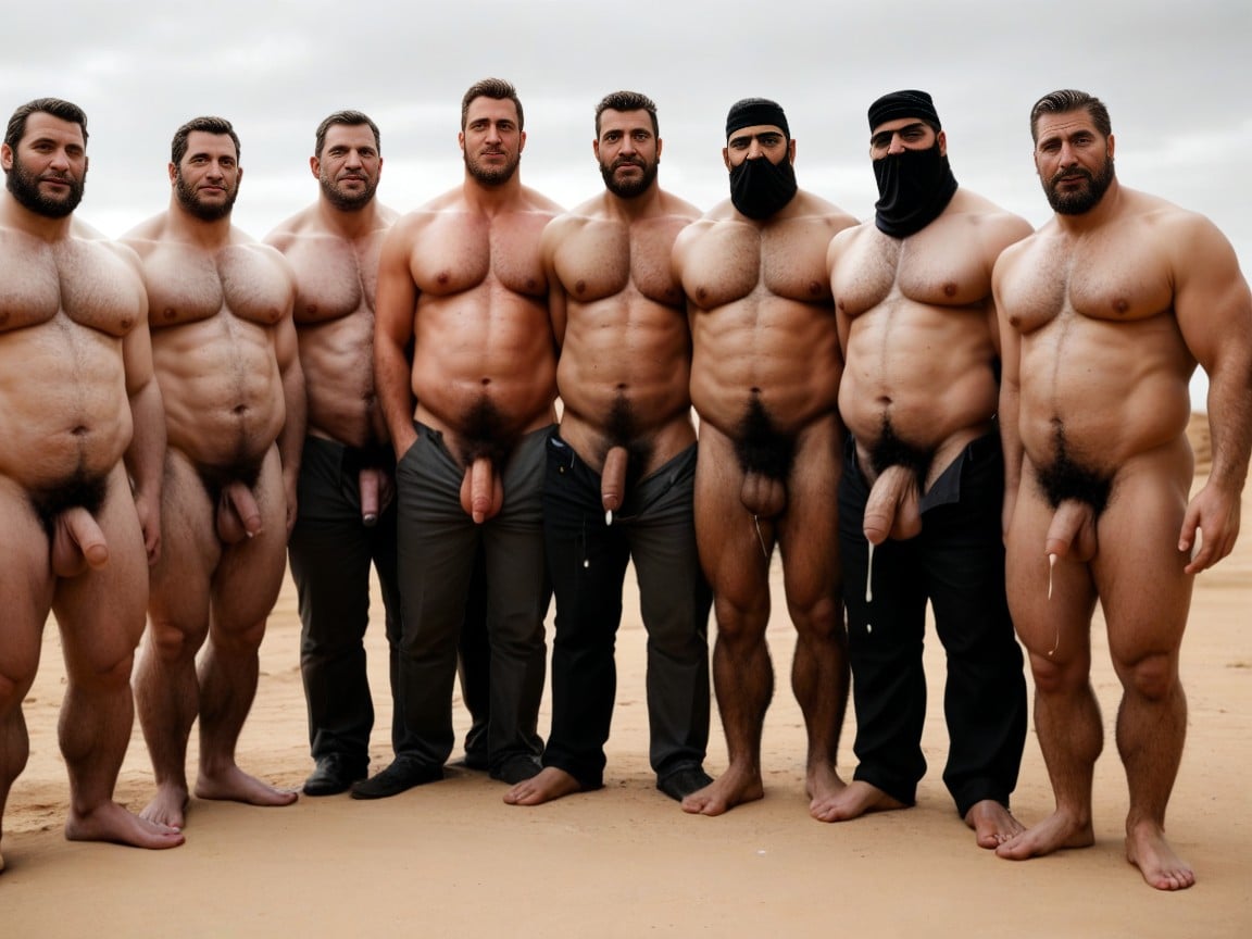 Open Fly, Lots Of Black Men Watching, Hairy Back AI Gay Porn