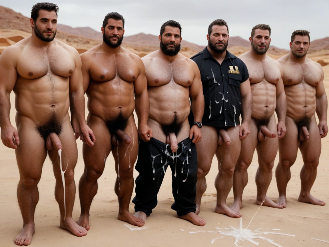 Cum Everywhere, Wide Angle, Bearded Black Men AI Gay Porn