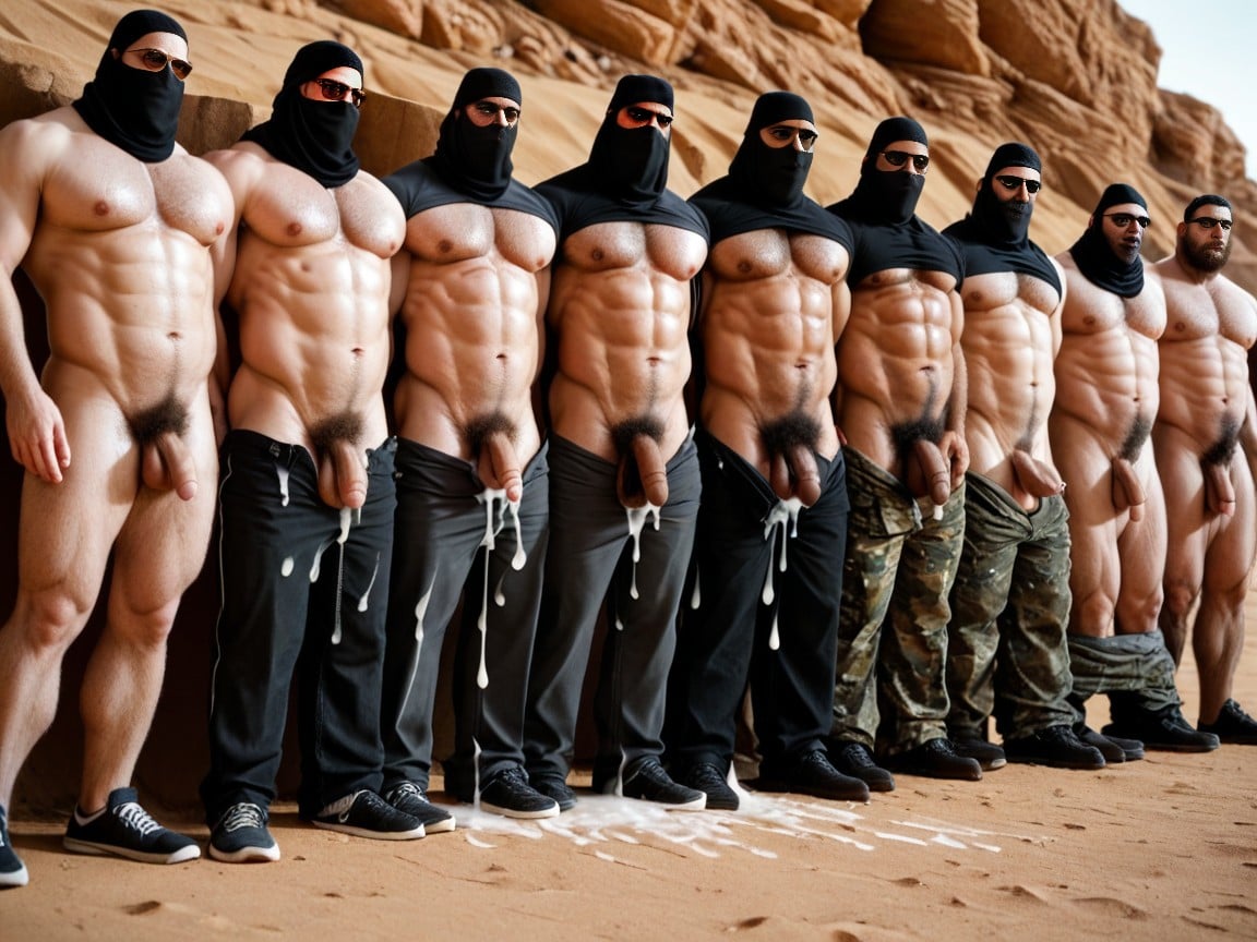 Hairy Legs, Pants Down, Camouflage AI Gay Porn
