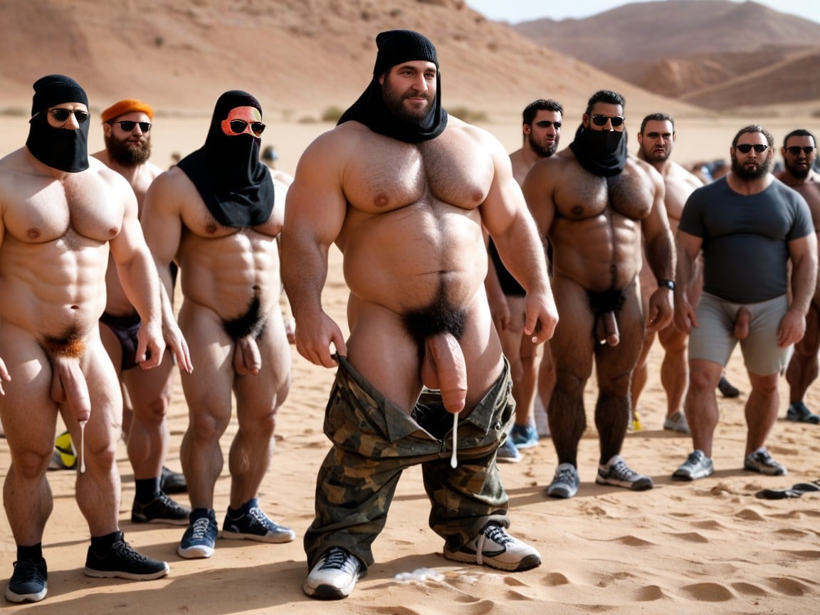 Puddles Of Cum On The Ground, Black Headscarfs, Hairy Asscheeks AI Gay Porn