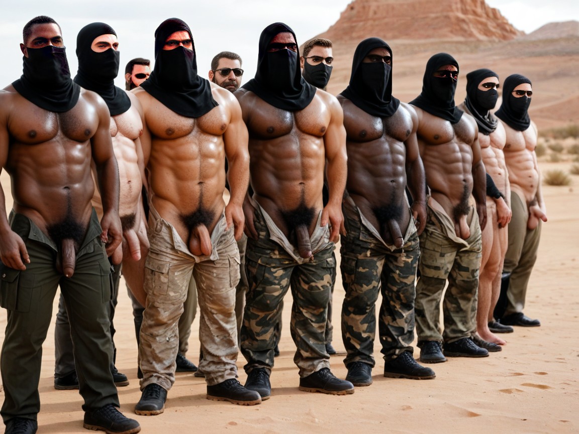 Camouflage, Hairy Cocks, Cum Everywhere AI Gay Porn