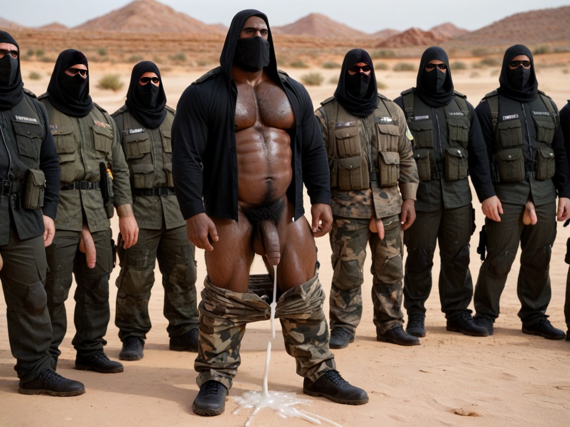 Outdoors, Foreskin, Many Black Guys In The Background AI Gay Porn