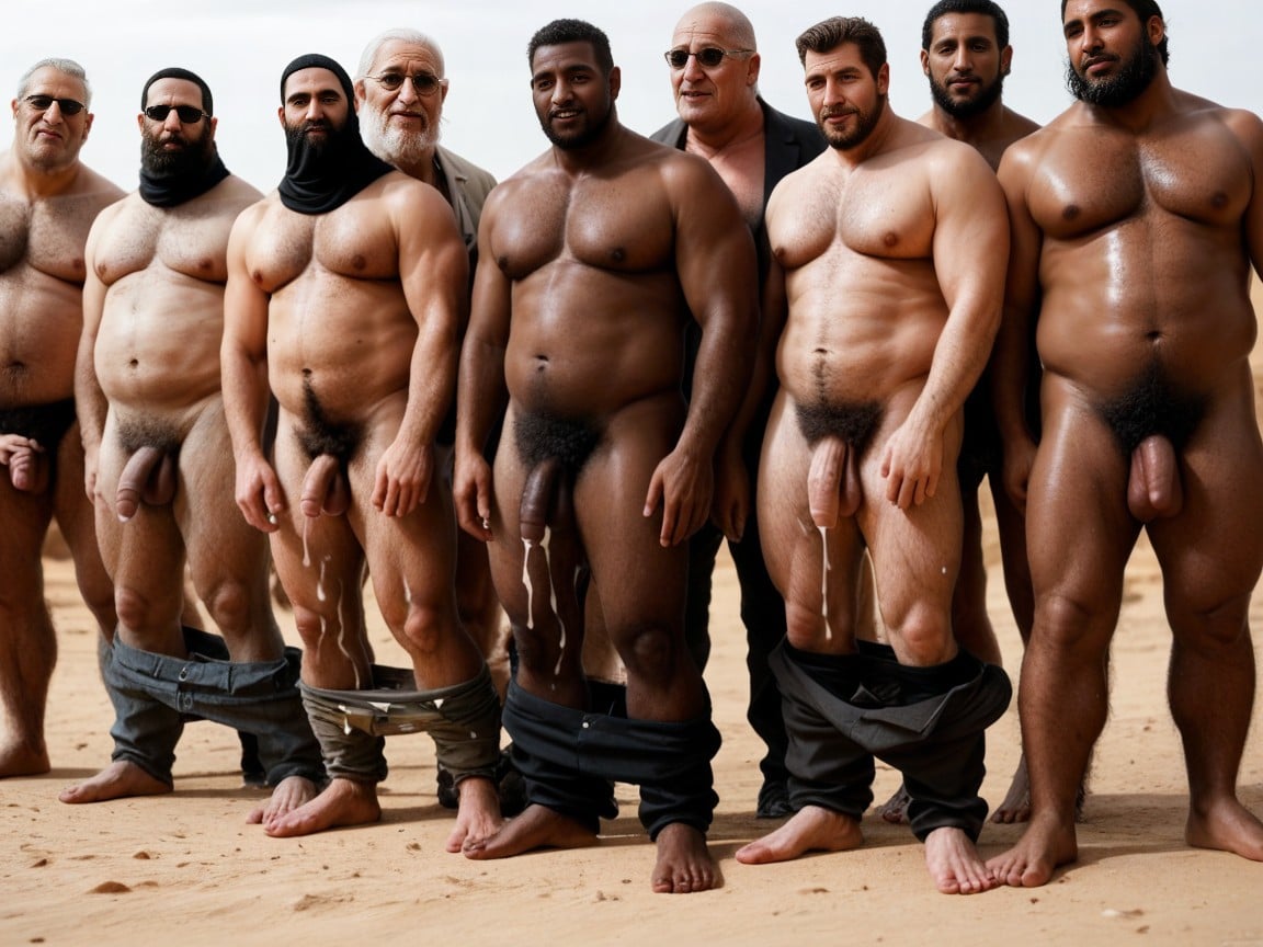 Many Arab Guys In The Background, Flacid Cocks, Furry Body AI Gay Porn