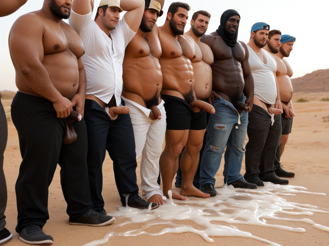 Lot Of Cum, Puddles Of Cum On The Ground, Wide Angle AI Gay Porn